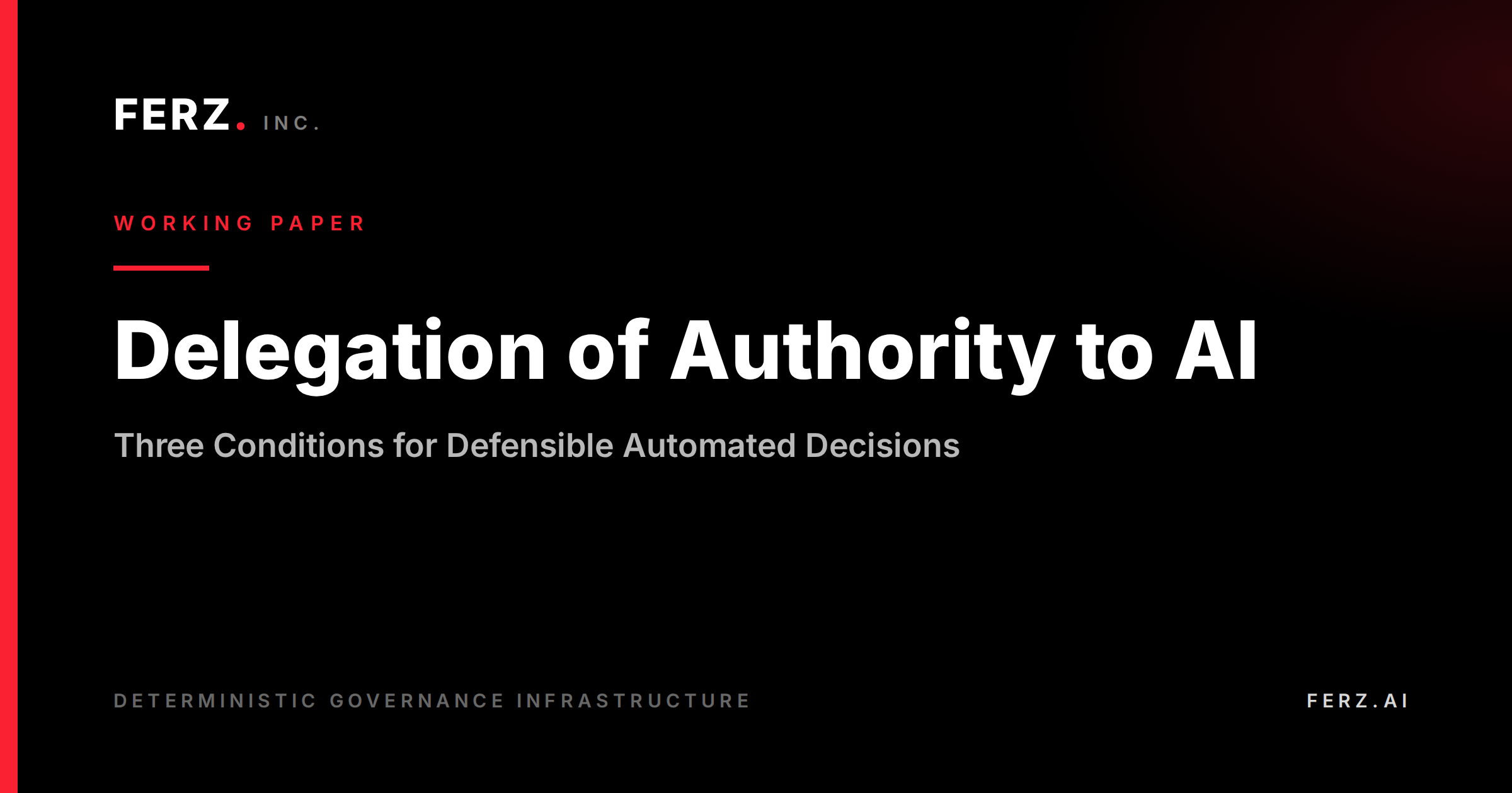 Delegation of Authority to AI: Three Conditions for Defensible Automated Decisions